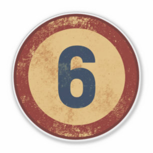 Sticker Numéro 6 Vintage en détresse