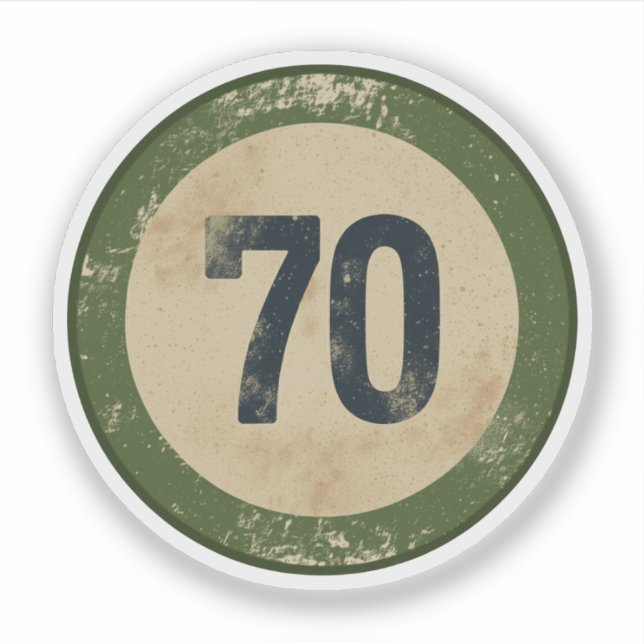 Sticker Numéro 70 en détresse Vintage (Devant)
