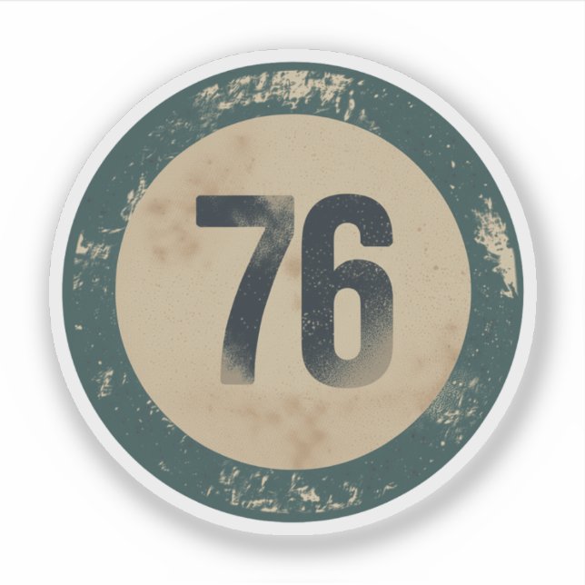 Sticker Numéro 76 en détresse vintage (Devant)