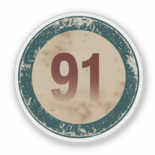 Sticker Numéro 91 Vintage en détresse
