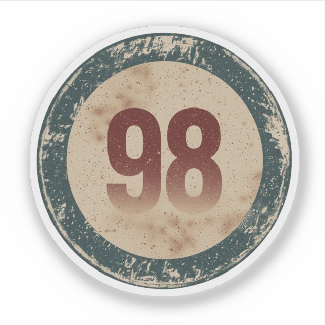 Sticker Numéro 98 Vintage en détresse (Devant)