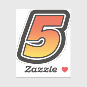 Sticker Numéro Cinq 5 Gradient Jaune Orange 3 Stroke