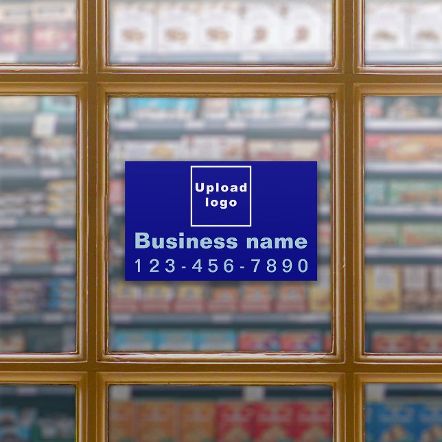 Sticker Numéro de Business Phone, Blue Large Rectangle Vin (Créateur téléchargé)
