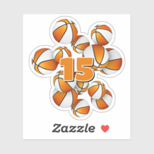 Sticker numéro de maillot enfant basketballs orange blanc