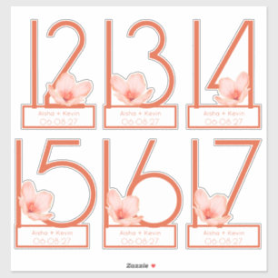 Sticker Numéro de table orange vif moderne 12-17 découpe