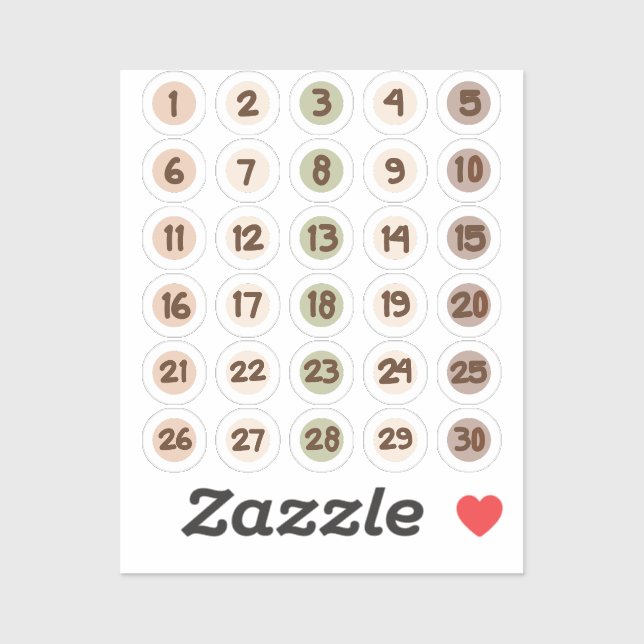 Sticker Numéro du planificateur de mois (Feuille)