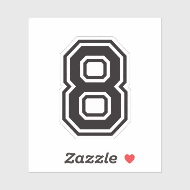 Sticker Numéro huit 8 police de l'école de sports (Feuille)