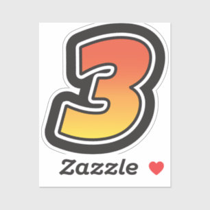 Sticker Numéro Trois 3 Gradient Jaune Orange 3 Stroke