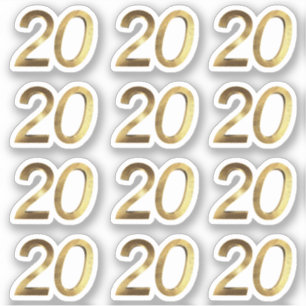 Sticker Numéros 20 Faux Gold 20e anniversaire