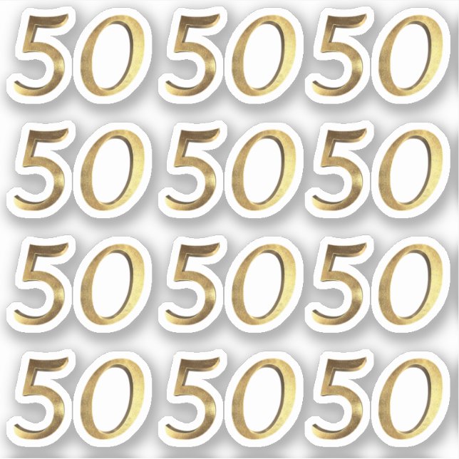 Sticker Numéros 50 Faux Gold 50e anniversaire (Devant)