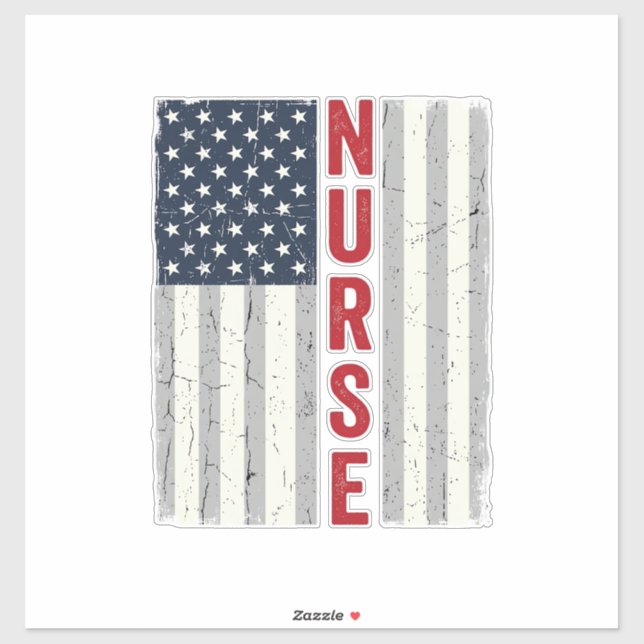 Sticker Nurse Drapeau Américain Vintage Gravure Design de  (Feuille)