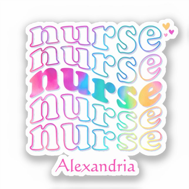Sticker "Nurse" en Elegant Rainbow Colors (Recto)