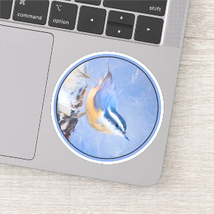 Sticker Nuthatch à poitrine rouge Peinture d'art original