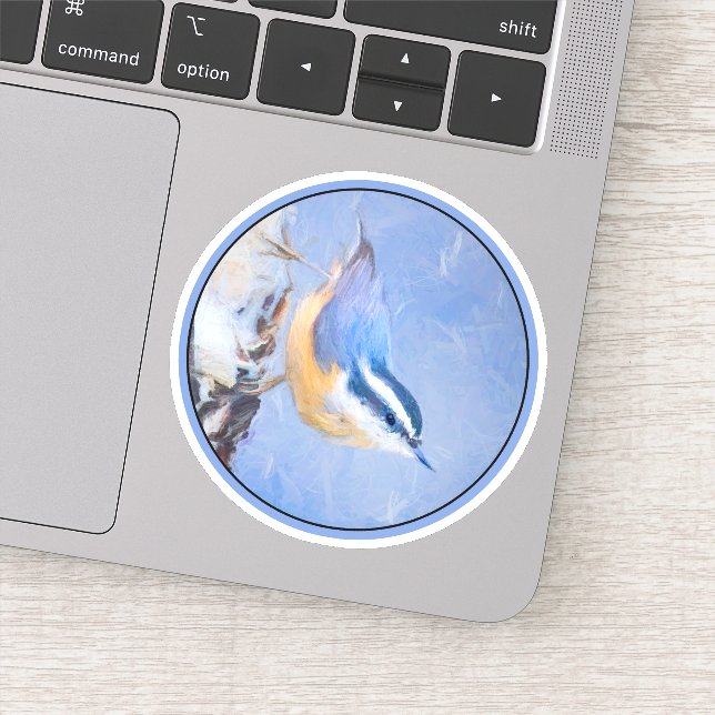 Sticker Nuthatch à poitrine rouge Peinture d'art original  (Détail)