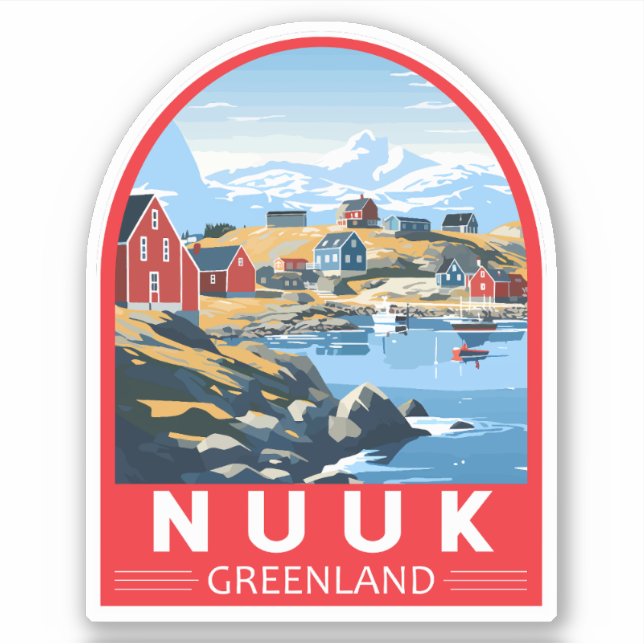 Sticker Nuuk Greenland Travel Art Vintage (Devant)