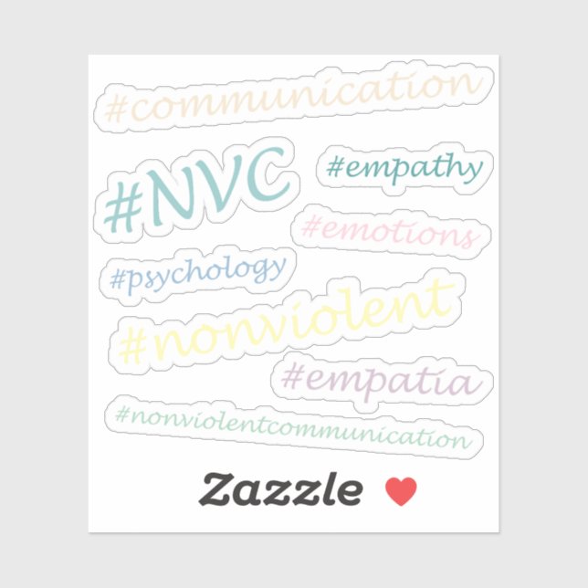 Sticker #NVC Nonviolent Communication Hashtag Set (Feuille)