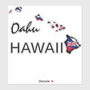 Sticker OAHU - HAWAII ÎLES HI Drapeau NOIR