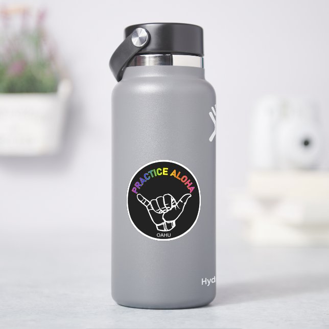 Sticker Oahu - Pratiquer Aloha Shaka (Hang Loin) (HydroFlask)