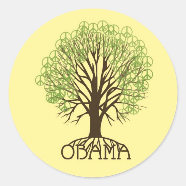 Sticker Obama Peace Tree (Devant)
