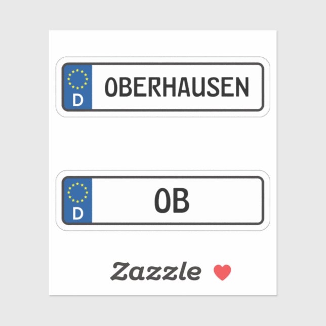 Sticker Oberhausen kennzeichen, Plaque allemande de permis (Feuille)