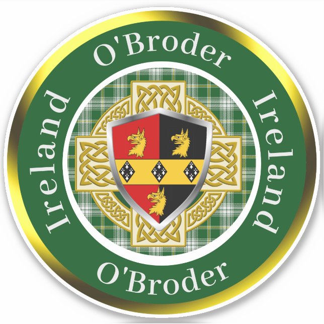 Sticker O'Broder Irish Shield & Celtic Cross Personnalisé (Devant)