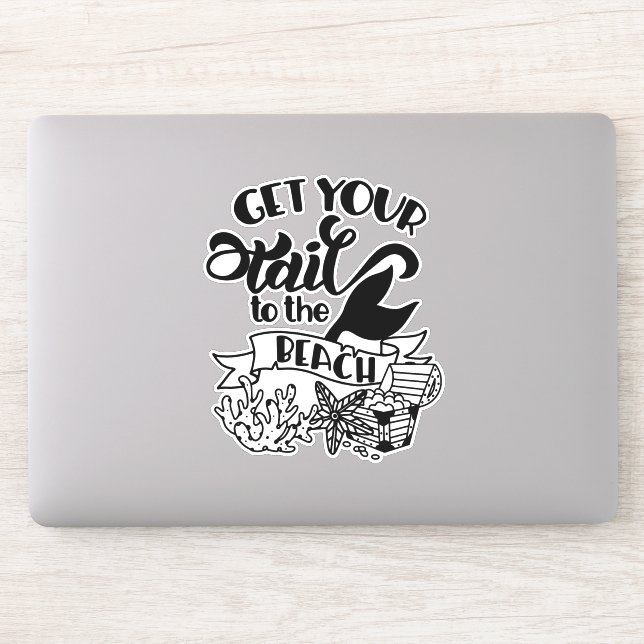 Sticker Obtenez Votre Marche De Sirène À La Plage Drôle (Ordinateur)