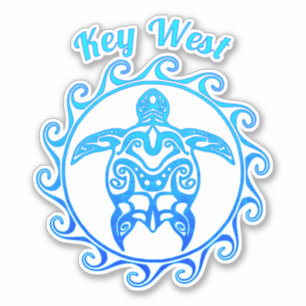 Sticker Ocean Blue Tribal Turtle Key West