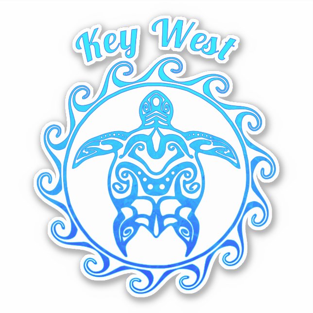 Sticker Ocean Blue Tribal Turtle Key West (Devant)