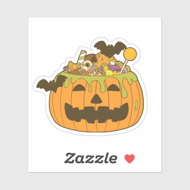 Sticker Octobre Éffrayant Halloween Candy Citrouille (Feuille)