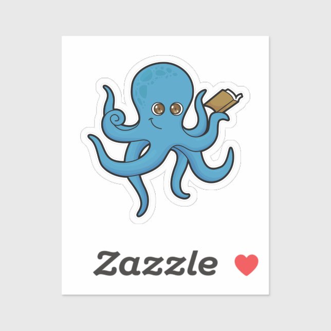Sticker Octopus avec livre (Feuille)