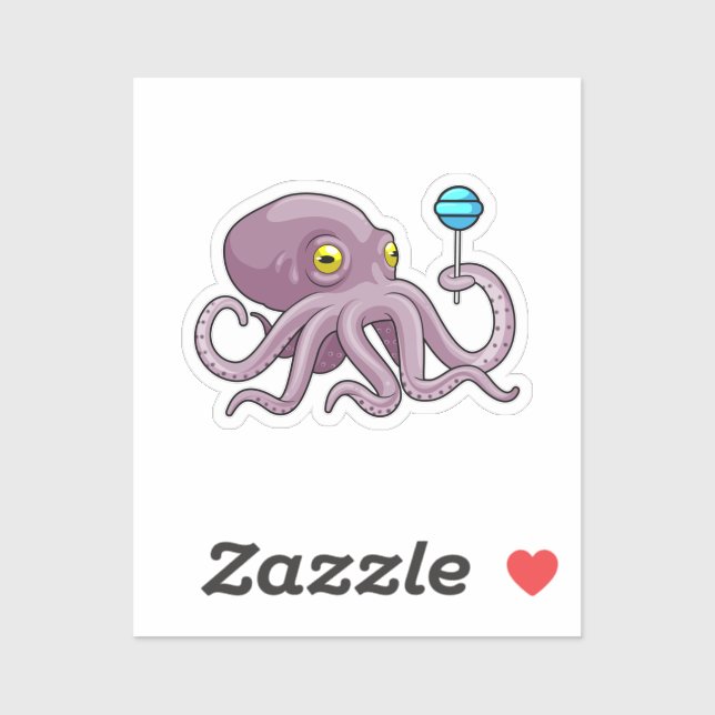 Sticker Octopus avec Lollipop (Feuille)