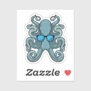 Sticker Octopus avec lunettes de soleil