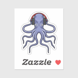 Sticker Octopus en musique avec casque