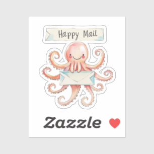 Sticker Octopus, Happy Mail,