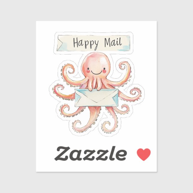 Sticker Octopus, Happy Mail, (Feuille)