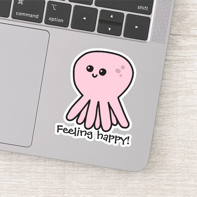 Sticker Octopus Se Sentent Bonne Humeur Rose (Détail)
