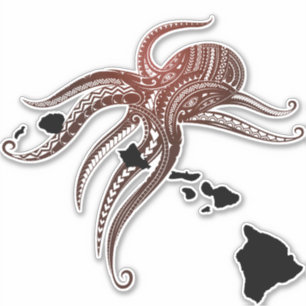 STICKER OCTOPUS TRIBAL POLYNÉSIEN HAWAII ÎLES