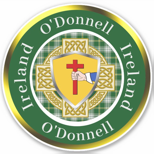 Sticker O'Donnell Irish Shield/Celtic Cross Personnalisé (Devant)