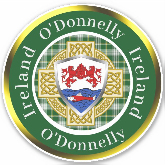 Sticker O'Donnelly Bouclier irlandais/Croix celtique perso (Devant)