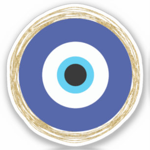 Sticker Oeil bleu et or doux