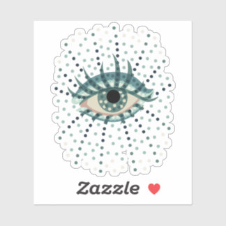Sticker Oeil Bleu Étrange Avec Points Art Psychédélique Ab
