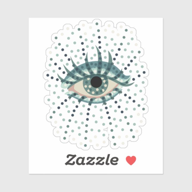 Sticker Oeil Bleu Étrange Avec Points Art Psychédélique Ab (Feuille)