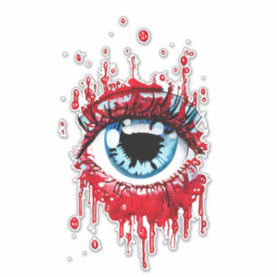 Sticker Oeil bleu goutte sang horreur art