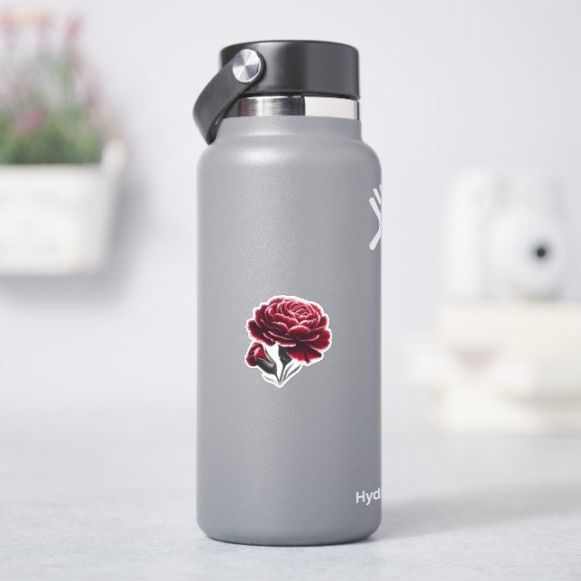 Sticker Oeillets rouges Velvety Floral Watercolor (HydroFlask)