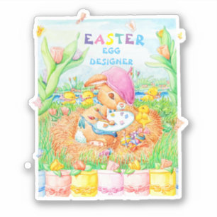 Sticker OEufs conçus en couleur de Pâques.