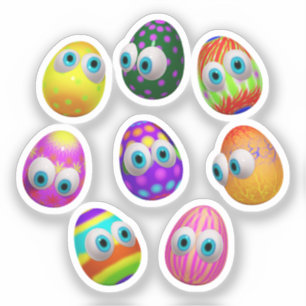 Sticker Œufs de Pâques de dessin animé mignons et drôles