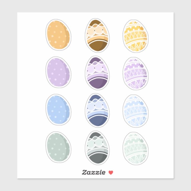 Sticker Œufs de Pâques pâles et colorés (Feuille)