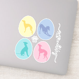 Sticker OEufs de Pâques Pastel Italien Greyhound Set Amour