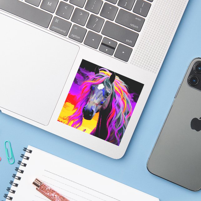 Sticker Oeuvre d'Ai Horse (Ordinateur portable avec iPhone)