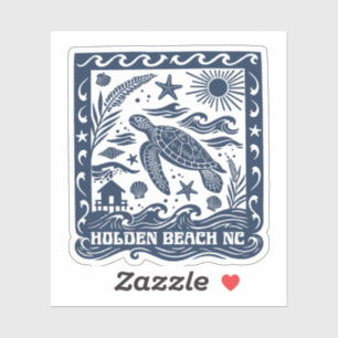 Sticker Œuvre d'art de la tortue marine de Holden Beach NC